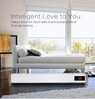 Електрична тепла підлога Sined 1800, біла тепла підлога та плінтус, 1800 Вт з пультом дистанційного керування в комплекті