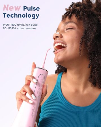 Бездротовий іригатор для порожнини рота MySmile Water Floss для зубів 5 режимів чищення 8 змінних насадок Jet Tips IPX 7 Водонепроникні USB-акумуляторні водяні зубочистки для чищення зубів з PU мішком Pink Pink-a