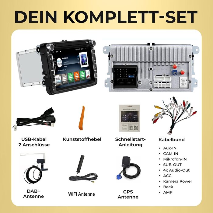 Автомагнітола MIC AV8V7-Ultra на Android 13 з навігацією Snapdragon 665, 8 ГБ 256 ГБ, 8 дюймів, DSP, SIM-карта, бездротовий зв&39язок Apple CarPlay та Android Auto, DAB, CANBUS, GPS для VW/KODA/SEAT (заміна RNS/RCD)