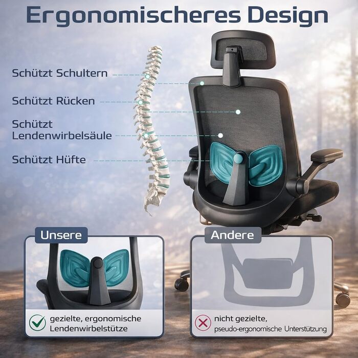 Ергономічне офісне крісло DUMOS, ігрове крісло з регульованим підголівником, підлокітниками, письмове крісло, обертове крісло з поперековою опорою, крісло керівника з сітки, захисне для спини, вантажопідйомність 150 кг, чорний колір