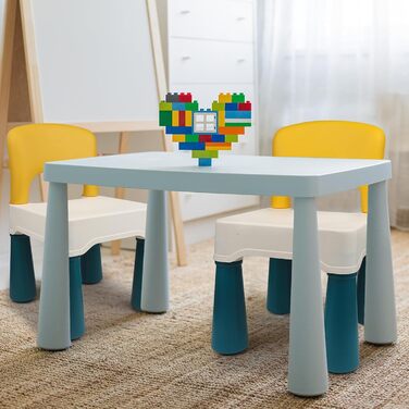 Пластиковий стілець burgkidz з вигнутою спинкою, ідеальне доповнення до дитячого ігрового столу для хлопчиків і дівчаток з будівел