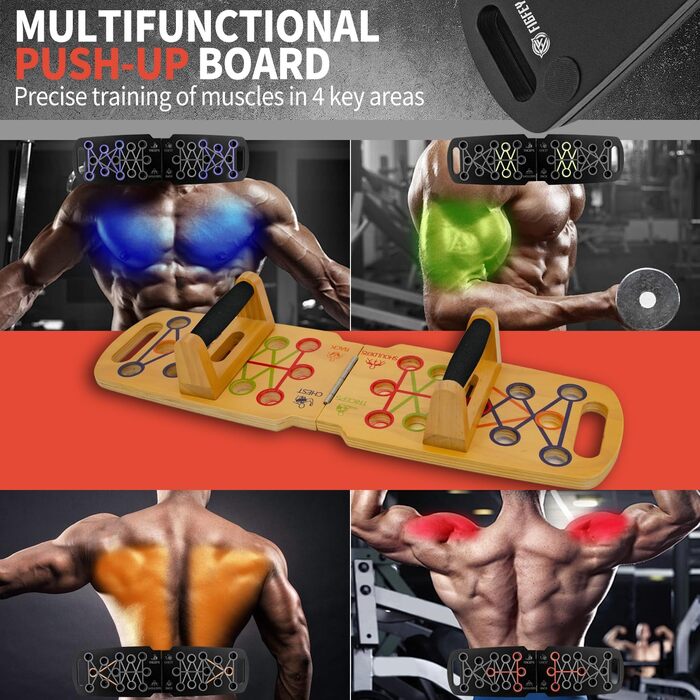 Дерев&39яна рама для віджимань, портативний складний силовий тренажер для м&39язів грудей, м&39язів спини, м&39язів живота, біцепсів плеча - домашнє обладнання для тренувань