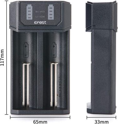 Зарядний пристрій Efest Mega USB для акумуляторів AA AAA 18650 21700 з двома слотами, швидкий 1A NiMH літій-іонний