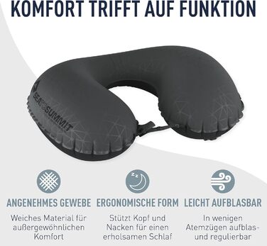 Подушка для підтримки попереку Aeros преміум-класу - Надувна опорна подушка - Полегшення для попереку - Тканина 50D поліестер - Компактна дорожня сумка - Робота, подорожі та поїздки на машині - Сірий - 70 г сірий