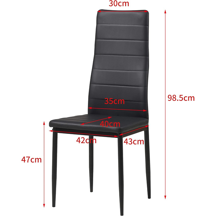 Обідні стільці ALBATROS, комплект з 4 шт. , Milano, чорний - елегантний італійський дизайн, оббивка зі штучної шкіри, зручне м&39яке крісло - протестовано SGS - сучасний кухонний стілець, обідній стілець, чорний, 4 стільці