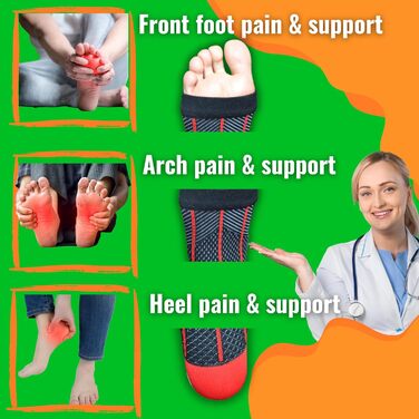 Шкарпетки Plantar People Plantar Fasciitis, 2 пари, з силіконовим гелем Heel Pad, компресія стопи для спорту, артрит, полегшення болю, бандаж для гомілковостопного суглоба для чоловіків і жінок, чорні (L/XL)