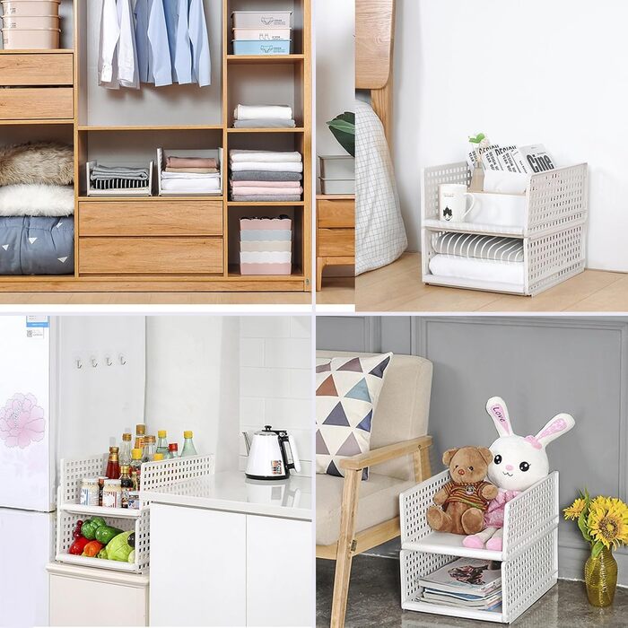 Елементний складний органайзер для шафи, пластикова коробка з шухлядами, штабелюваний органайзер для шафи, полиці для зберігання речей у шафі, спальні, дому, кухні, 5-