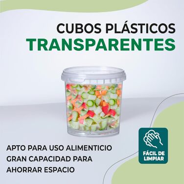 Пластикові відра Growmania, 1 літр, прозорі, з ручкою, герметична ємність, підходить для їжі, рідин та фарби, 100 шт.