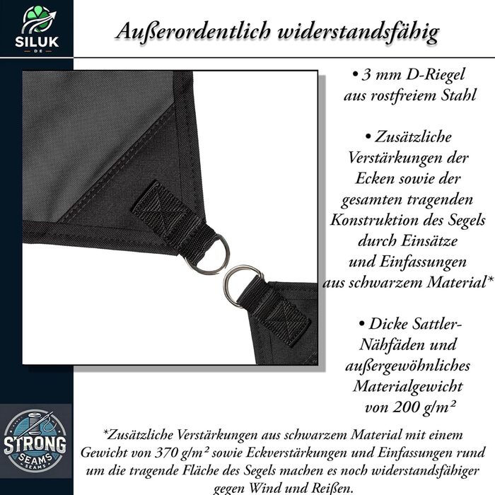 Водонепроникний сонцезахисний навіс для саду з кріпленнями, мотузкою, 100 захист від ультрафіолету (3,6 м x 3,6 м, антрацит) 3,6 м x 3,6 м антрацит