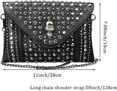 Чорна сумка-клатч Chikencall у готичному стилі з черепом та ланцюжком вінтажна шкіряна сумка через плече для жінок та чоловіків