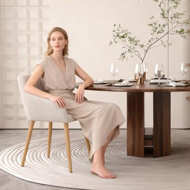 Крісло Обідній Набір з 4 Предметів Бежевий Дерев&39яний Набір Крісло М&39яке Крісло з Підлокітниками Їдальня Кухонний Крісло Вітальня Крісло з Поліестеру Набір з 4 Предметів Бежевий-поліестер