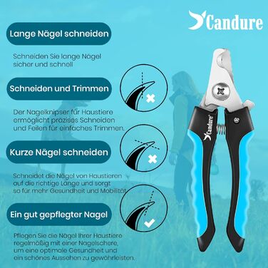 Професійні ножиці для кігтів Candure для собак та котів з пилкою для нігтів Кусачки для нігтів з нержавіючої сталі Високоякісний різак для догляду за кігтями для домашніх тварин Кусачки для нігтів великі з захисним кожухом 6 дюймів