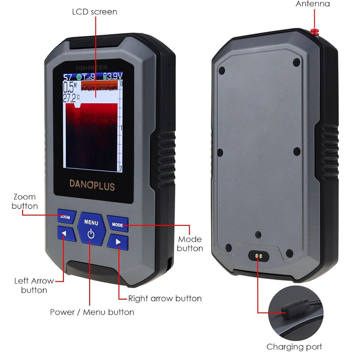 Бездротовий ехолот Портативний ехолот Датчик ехолота Датчик ехолота 45 м Акумуляторний ехолот Аксесуари для риболовлі на байдарках Аксесуари для морської риболовлі, підлідної риболовлі, риболовлі на човні