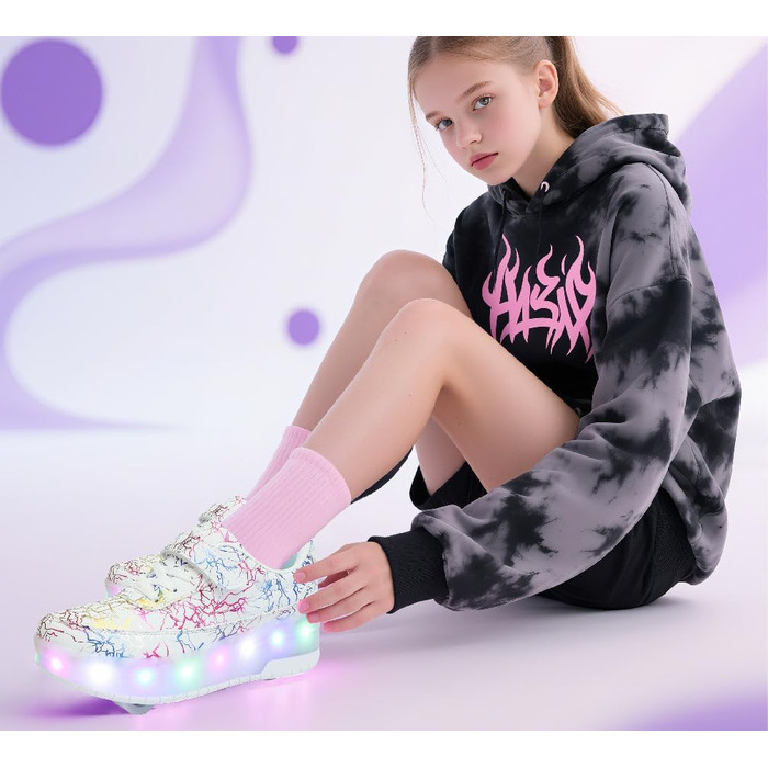 Роликові ковзани HUSKSWARE, взуття для хлопчиків та дівчаток, 4 колеса, взуття для скейтбордингу, регульоване, дитяче взуття з колесами, чорно-біле, розміри 28-40 EU, 668 білий, 2 колеса, розмір 31 EU