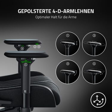 Геймерське крісло для комфортного сидіння протягом усього дня (інтегрована поперекова підтримка, реактивний нахил сидіння, ширше сидіння, оптимізована щільність подушки) Чорний Стандартний Enki Black