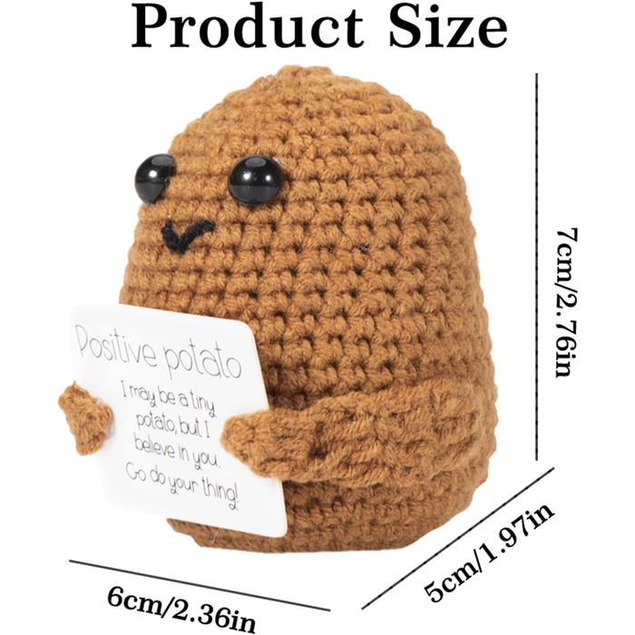 Позитивна картопля-талісман XBOCMY, в'язана мінііграшка, 5х7 см