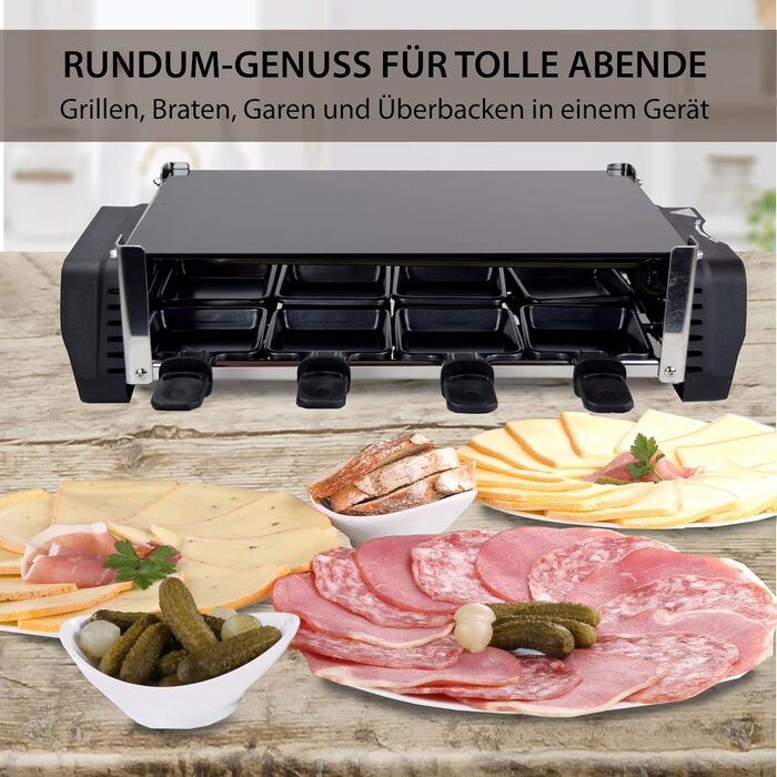 Раклет Syntrox Germany зі склокерамічною пластиною для гриля Design Glass для 8 осіб Grill RAC-1200W-Aarau