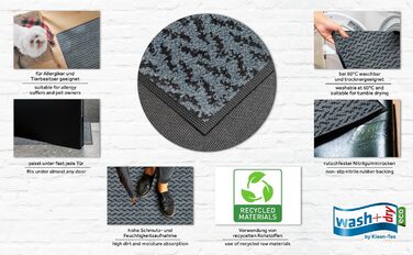 Килимок для дверей Duo Denim, 40x60 см, підходить для використання всередині та зовні приміщень, можна прати, синій, 40 x 60 см (прямокутний)