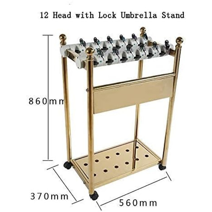 Підставка для парасольок RAABYU - 12 головок з замком Підставка для парасольки Підставка для парасольки, підставка для золотої парасольки