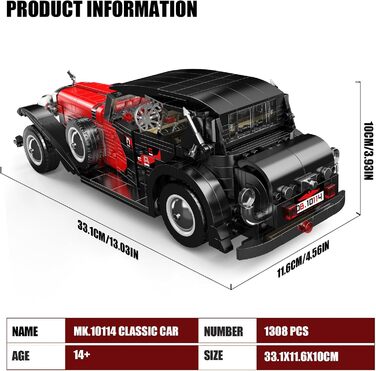 Високотехнологічна модель автомобіля, дитяча розвиваюча іграшка, подарунок на день народження для дітей, 10114 Technic Vintage Mod