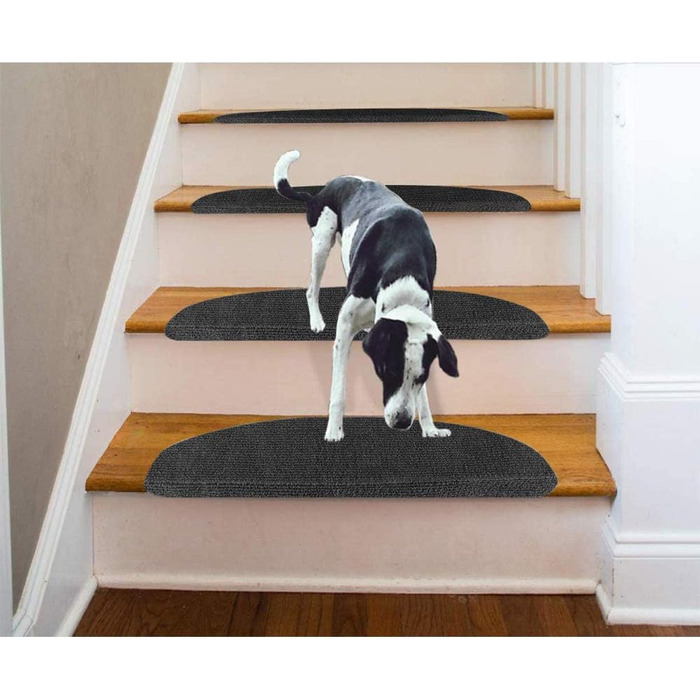 Набір із 15 самоклеючих килимків для сходів, нековзні, захисні килимки для сходів, підходять для дітей, людей похилого віку та домашніх тварин, 65 21 см, чорна сітка