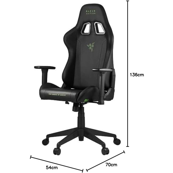 Ігрове крісло Razer Edition від Zen Gaming Chair, ігрове крісло з поперековою подушкою, подушкою для шиї, 3D-підлокітниками, чорно-зелене сучасне
