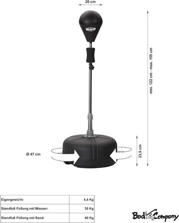 Погана компанія Punchingball Boxstand I Регульований по висоті підлоговий тренажер з боксу з боксу I BCA-76