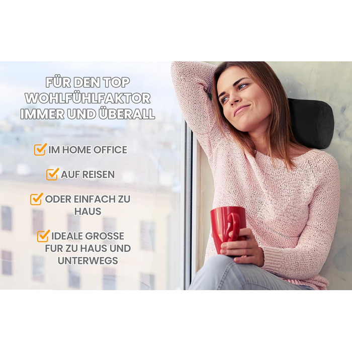 Дитячий валик для шиї Totsy з чохлом, валик для йоги, валик для колін, позиціонувальний валик, оксамит 40x15 см - подушка для шиї, валик для подушки, валик для йоги, подушка для колін, декоративна подушка та маленька подушка, довгий валик, чорна подушка