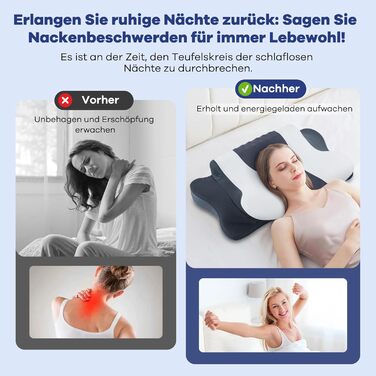 Подушка для шиї, подушка для голови, подушка для сну, подушка з піни з ефектом пам&39яті. Подушка для сну на боці, спині та животі, з наволочкою.