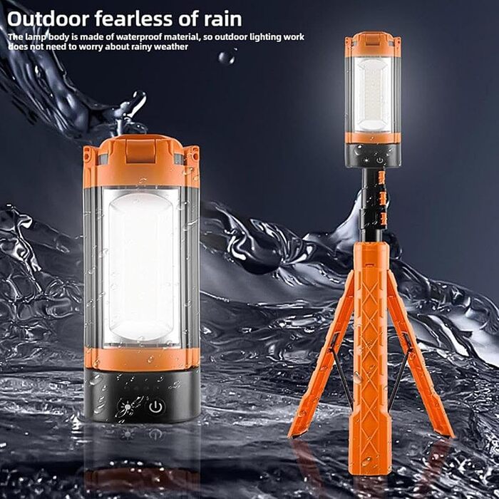 Магнітний ліхтар для кемпінгу - телескопічна конструкція штатива, акумулятор 10000 мАг, регульована яскравість, зовнішній світлодіодний робочий ліхтар, портативний ліхтар із зарядкою через USB, ідеально підходить для риболовлі та