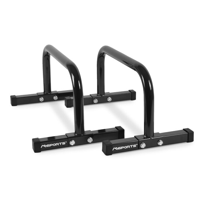 Фітнес-паралети MSPORTS стабільні міні-бруси/міні-бруси для калістеніки, вправ з власною вагою та тренувань усього тіла ідеально підходять для віджимань, віджимань, L-подібних положень, кріплення пресу та мобільності. Чорний колір