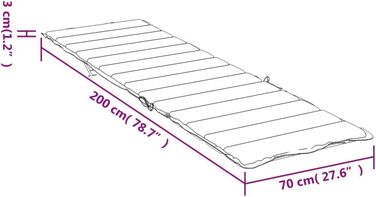 Подушка для шезлонгу сіра 200x70x3 см Тканина