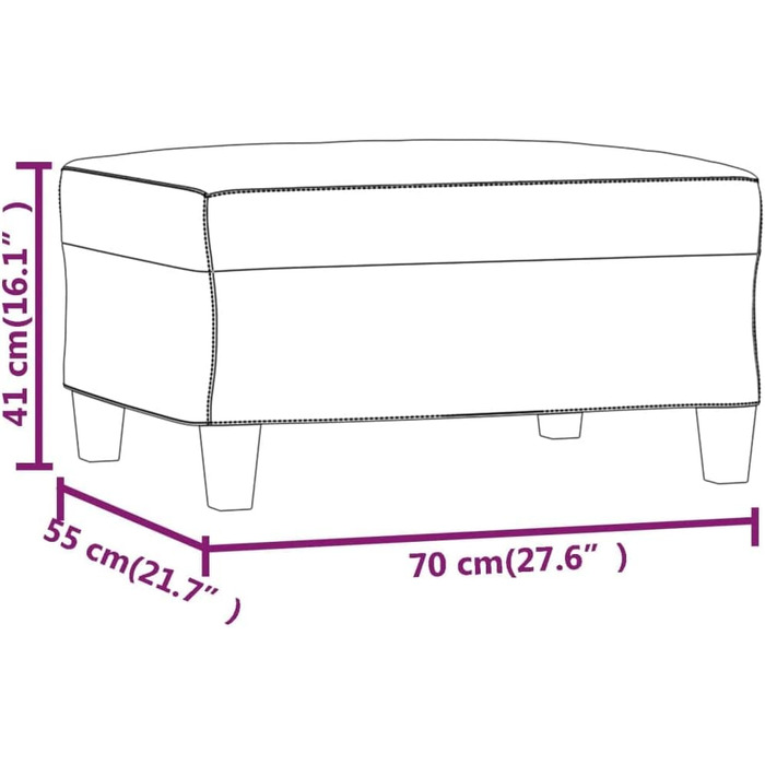 Підставка для ніг з чорної тканини, 70 x 55 x 41 см, 349351