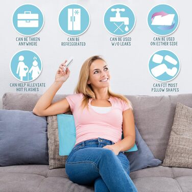 Велика охолоджувальна гелева подушка, вкладиш для кращого сну в спекотну погоду, 55x30 см - Припливи, мігрень, лихоманка, знеболення - Захист від протікання