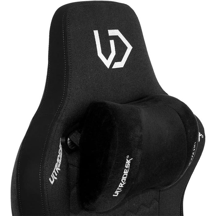 Офісне крісло, стілець для роботи, поперекова підтримка, 2 подушки з піни з ефектом пам&39яті, обертове крісло, підлокітники, регулювання висоти за допомогою газової пружини, ролики з фіксацією, металевий каркас, наповнювач з піни, чорний