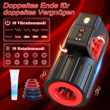 Електричний мастурбатор-секс-іграшка для чоловіків - мастурбація, секс-іграшка для чоловіків, соло, пари, екстремальний секс з 10 вібраційними та обертовими функціями, кишенькові мастурбатори для пеніса, мінетні секс-іграшки