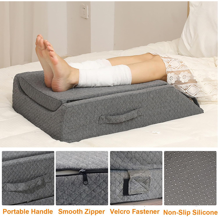Подушка для підняття ніг, подушка для підтримки ніг, позиціонуюча подушка для колін та ніг, ергономічна подушка для підняття ніг з 3 рівнями висоти, подушка для ніг для зняття втомлених ніг та підтримки їх
