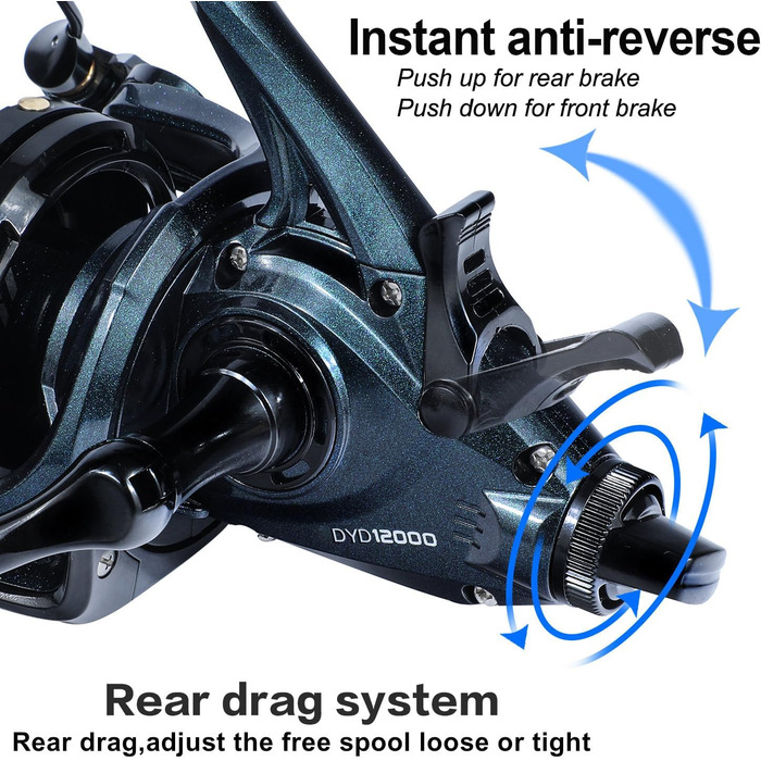Котушка для лову коропа Sougayilang, надпотужна, плавно обертається, 131BB, металевий корпус, 9000/10000/12000, котушки для серфінгу, морської та прісної води DYD12000