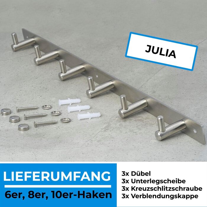 Гачок рейкова вішалка НЕРЖАВІЮЧА СТАЛЬ шліфована Гардеробна рейкова вішалка з гачками 1/4/6/8/10 Настінні гачки Настінна вішалка,