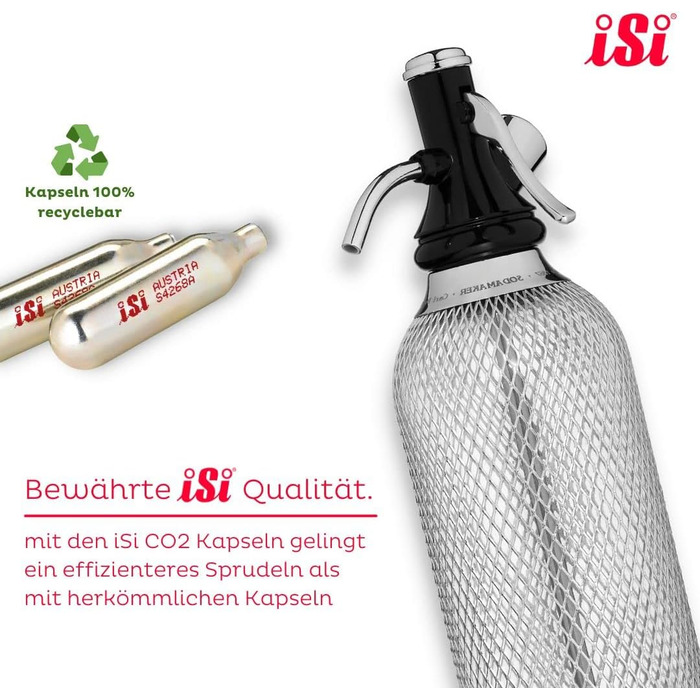 Л, виробник газованої води для газованої води, виробник газованої води з PEN-пляшкою з сітки з нержавіючої сталі, вуглекислий газ для води, виробник газованої води, аксесуари для бару у вінтажному стилі 106001 нержавіючої сталі iSi Sodamaker Classic, 1060