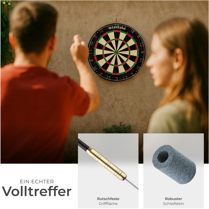 Мішень для дартсу tectake, професійний набір сталевих мішен для дартсу з 9 дротиками, 21 стрілкою та аксесуарами для сталевих дартсу, сталевий дартс, гра в дартс, дартс, мішень для дартсу
