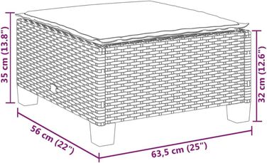 Садовий табурет Табурет для кемпінгу Садовий патіо Балкон сірий 63.5x56x32 см Полі Ротанг, 7