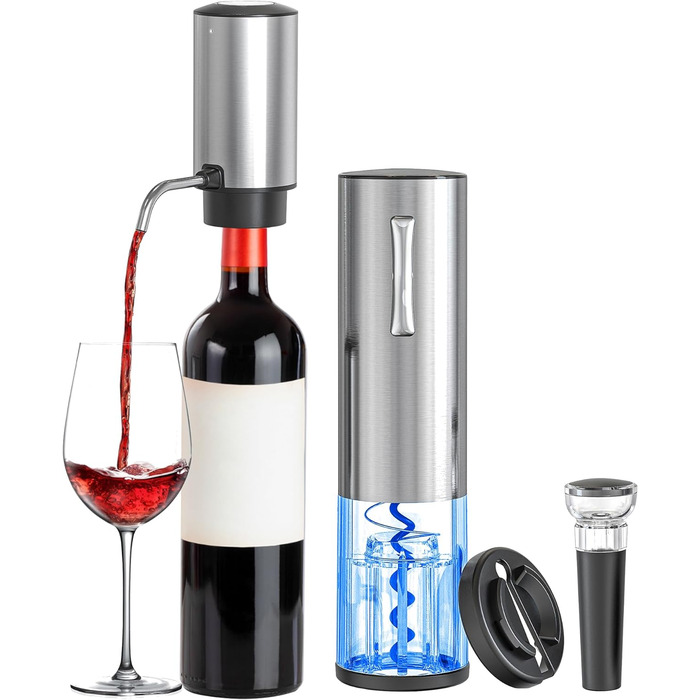 Електричний набір відкривачок для винних пляшок BGFOX акумуляторна з нержавіючої сталі, автоматичний електричний штопор 4 в 1, автоматичний електричний аератор для вина, різак для фольги та вакуумна пробка, подарунки для любителів вина