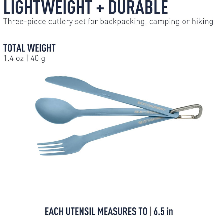 Набір з 3 титанових ложок, ножів та виделок для кемпінгу Sea to Summit