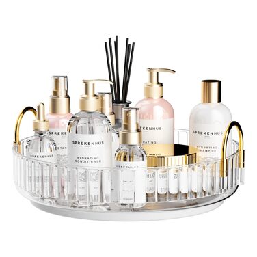 Органайзер для косметики MOACC, обертовий на 360, органайзери для макіяжу для туалетного столика, система зберігання засобів догляду за шкірою, 1 шар, прозорий