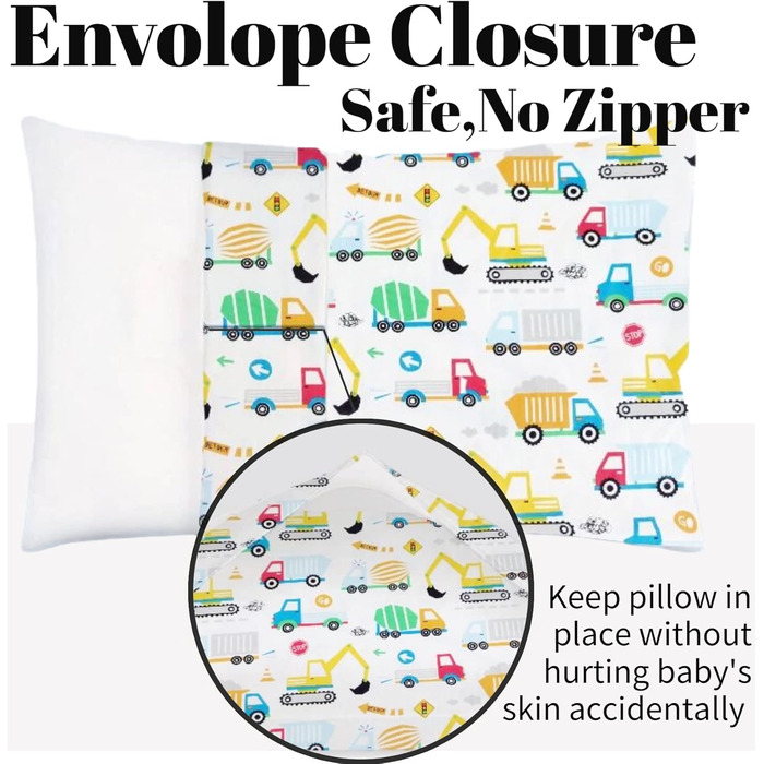 Дитяча подушка та наволочка - 33x45 см М'яка подушка з органічної бавовни для дітей для сну - Подушка для малюків від 2 років, що