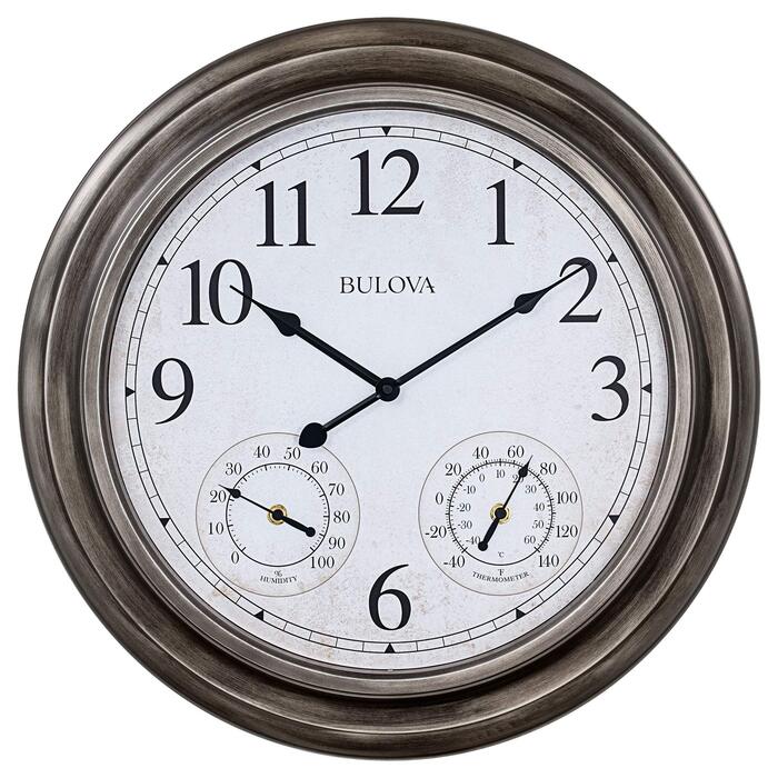 Настінний годинник Bulova C4125 Block Island, античне срібло