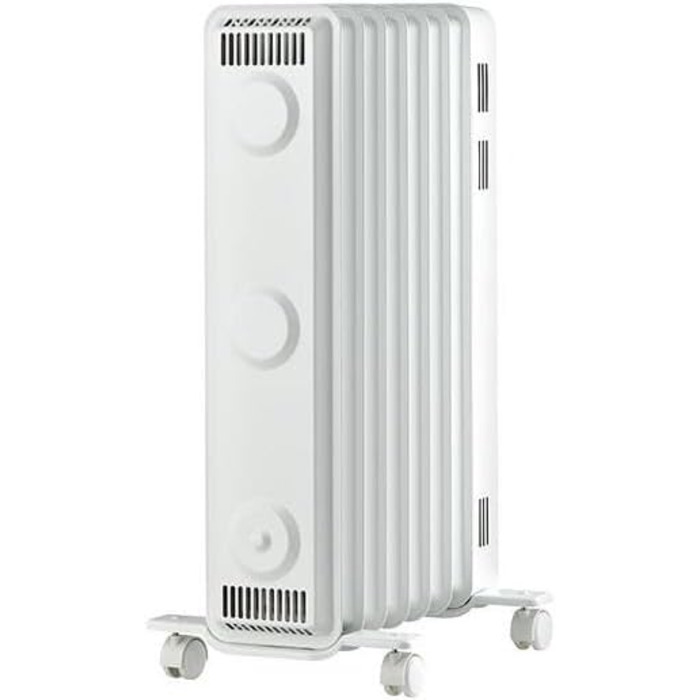 Еко-радіатор ewt NOC eco 15M, допоміжний обігрівач для невеликих приміщень, включаючи 3 режими нагріву, мобільний завдяки колесам та заглибленим ручкам, обігрівач з ребристою конструкцією для рівномірного нагрівання, 1500 Вт, білий