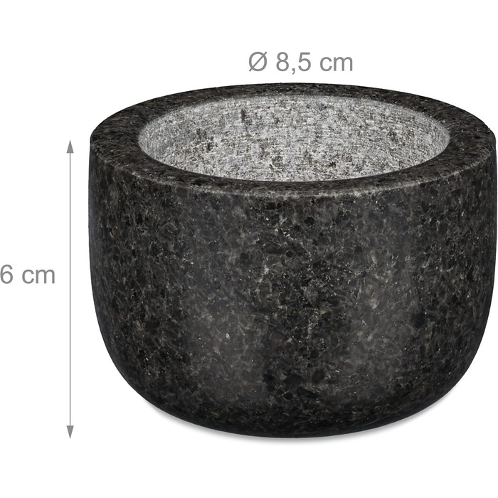 Гранітний розчин Relaxdays з товкачиком, міцний і довговічний, спеції, трави, полірований кам'яний розчин, Ø 8,5 см, V 100 мл, сір