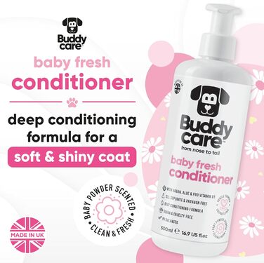 Дитячий кондиціонер для собак Baby Fresh від Buddycare - 500 мл - Ароматизований кондиціонер з пудровим ароматом, з алое вера та провітаміном B5